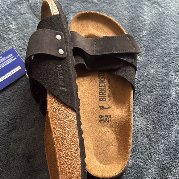 Birkenstock Shoes Oita Black Suede Slide Sandals - Picture 3 of 5
